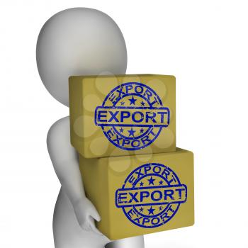 Export  Boxes Showing Exporting Goods And Merchandise