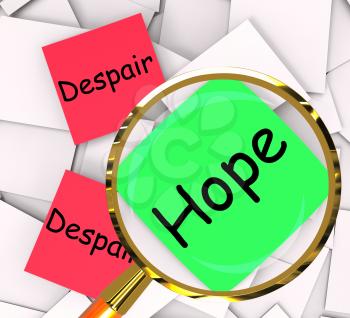 Hope Despair Post-It Papers Showing Hoping Or Depression