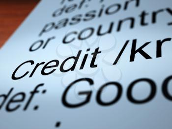 Credit Definition Closeup Shows Cashless Payment Or Loan