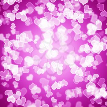 Mauve Hearts Bokeh Sparkling Background Showing Love Romance And Valentines