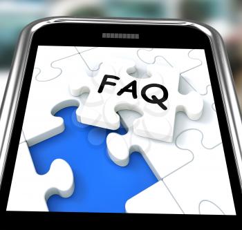 FAQ On Smartphone Showing Website's Questions And Support