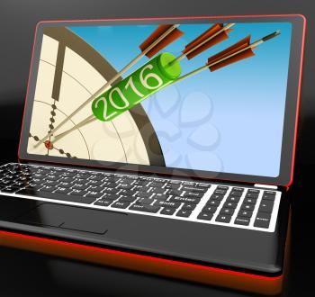 2016 Arrows On Laptop Shows Future Expectations And Resolutions