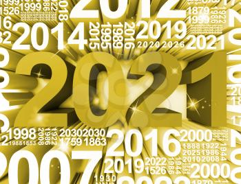 Two Thousand Twenty One New Year Symbol Or 2021 3d Rendering