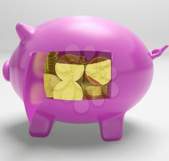 Pounds In Piggy Showing UK Profit Investment And Prosperity