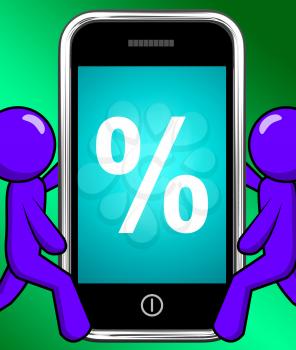 Percent Sign On Phone Displaying Percentage Discount Or Investment