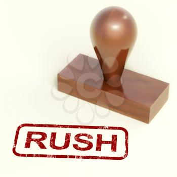 Rush Rubber Stamp Shows Speedy Urgent Express Delivery