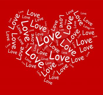 Love Words In Heart Showing Passion And Loving