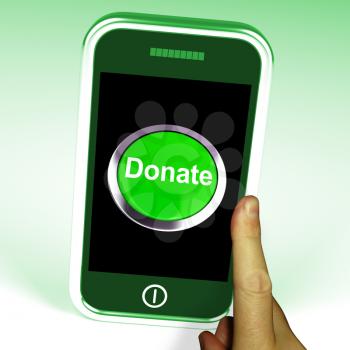 Donate Button On Mobile Showing Charity And Fundraising