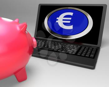 Euro Symbol Button On Laptop Showing Savings And Profits