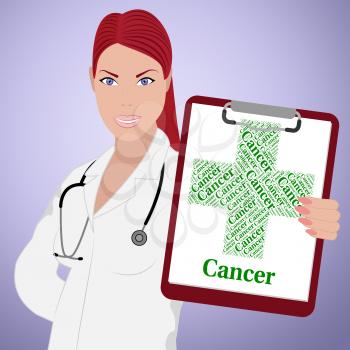 Cancer Word Showing Poor Health And Tumors