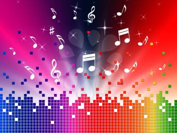 Colorful Music Background Showing Sounds Jazz And Harmony
