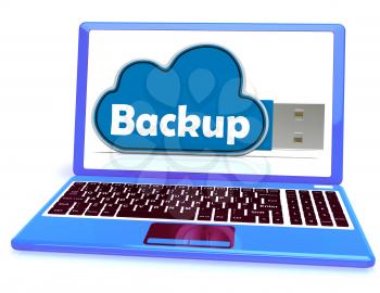 Backup Memory Stick Laptop Showing Files And Cloud Storage