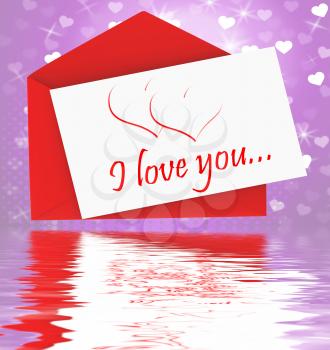 I Love You On Envelope Displaying Valentines Card Or Romantic Letter