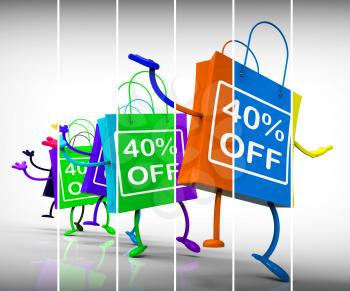 Forty-Percent Off Shopping Bags Shows 40 Discounts