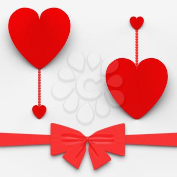 Two Hearts With Bow Meaning Loving Celebration Or Decoration