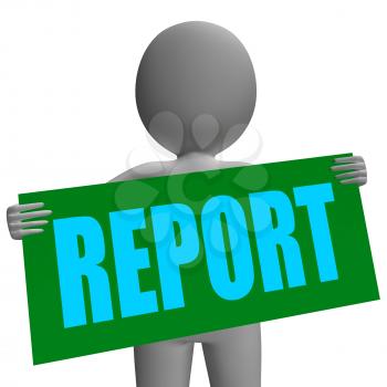 Report Sign Character Showing Corporate Financial Report And Progress