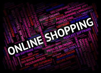Online Shopping Indicating World Wide Web And Website