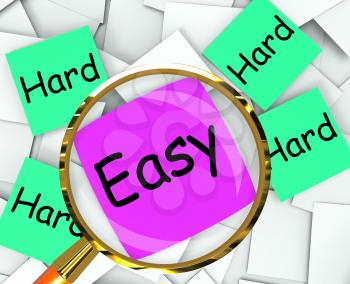Easy Hard Post-It Papers Meaning Effortless Or Challenging