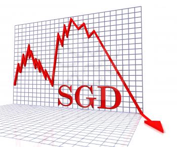 Sgd Graph Negative Representing Singapore Dollars And Fall 3d Rendering