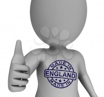 Made In England Stamp On Man Showing English Products Approved