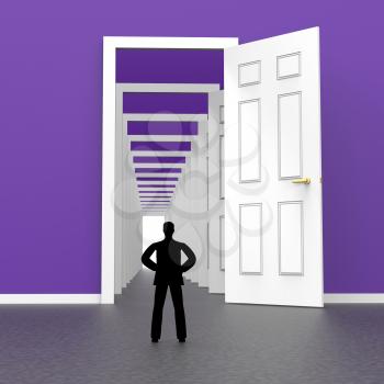 Silhouette Doors Representing Guy Human And Male