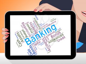 Banking Word Indicating Financial Money And Figures