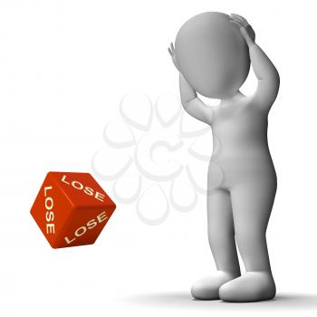 Lose Dice Represents Defeat Failure And Loss