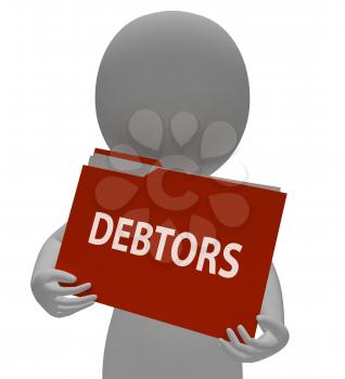 Debtors Folder Representing Money Binder 3d Rendering