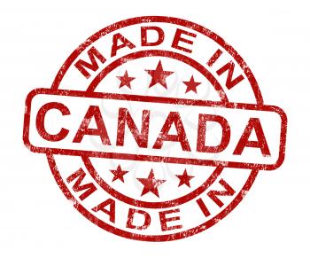 Made In Canada Stamp Showing Canadian Product Or Produce