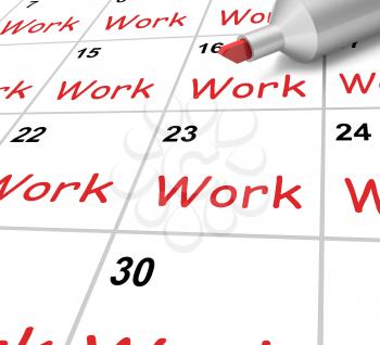 Work Calendar Showing Job Occupation Or Labor