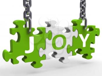 Joy Puzzle Showing Fun Cheerful Joyful And Enjoy