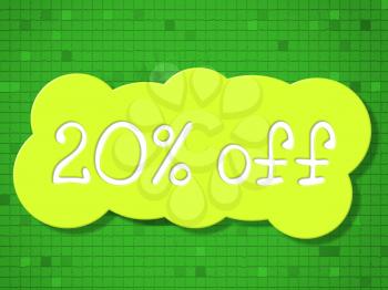 Twenty Percent Off Indicating Save Percentage And Offer