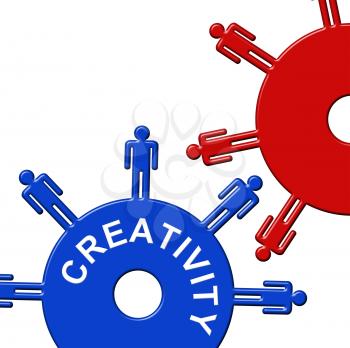 Creativity Cogs Representing Gear Wheel And Imagination