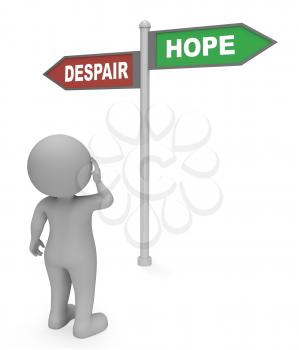 Character Reading Despair Hope Sign Shows Hoping Or Wants 3d Rendering