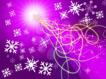 Purple Squiggles Background Showing Pattern And Snowflakes
