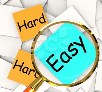 Easy Hard Post-It Papers Meaning Ease Or Difficulty