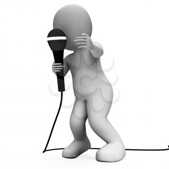 Singer Character With Mic Showing Singing Songs Or Talent Concert