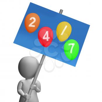 Sign Twenty-four Seven Balloons Representing All Week Availability and Promotions
