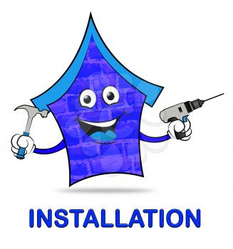 House Installation Icon With Tools Shows Building Improvement And Fixing