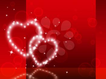 Red Hearts Background Showing Fondness Special And Sparkling

