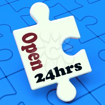 Open 24 Hours Puzzle Showing All Day 24hr Service