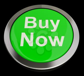 Buy Now Button In Green Showing Purchasing And Online Shopping