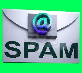 Spam Envelope Showing Junk Mail Electronic Spamming