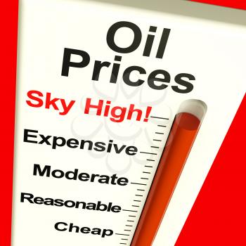 Oil Prices High Monitor Showing Expensive Fuel Cost
