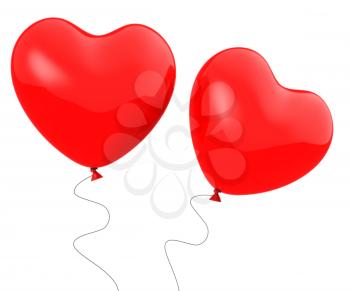 Heart Balloons Showing Togetherness Affection And Attraction