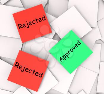 Approved Rejected Post-It Notes Showing Passed Or Denied