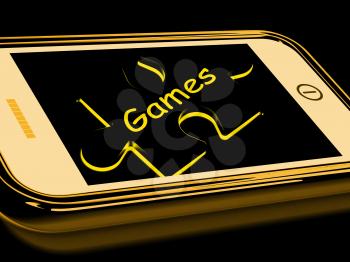 Games Smartphone Showing Internet Gaming And Entertainment