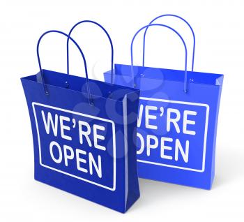 We're Open Bags Showing Grand Opening or Launch