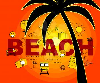 Beach Icons Showing Sign Symbol And Tropical