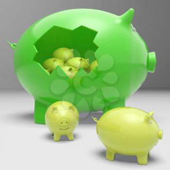 Piggybanks Inside Piggybank Shows Financial Break Or Crisis